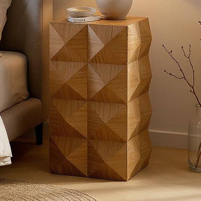 HOMYCASA DESIGN INC - Wholesale Side Table - Crema Modern Geometric Wood Side Table Natural End Table0