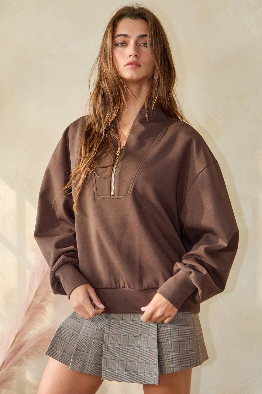 BUCKETLIST INC - Wholesale Sweatshirt - Women's - IT2154 Half Zip-up Scuba Sweatshirts64