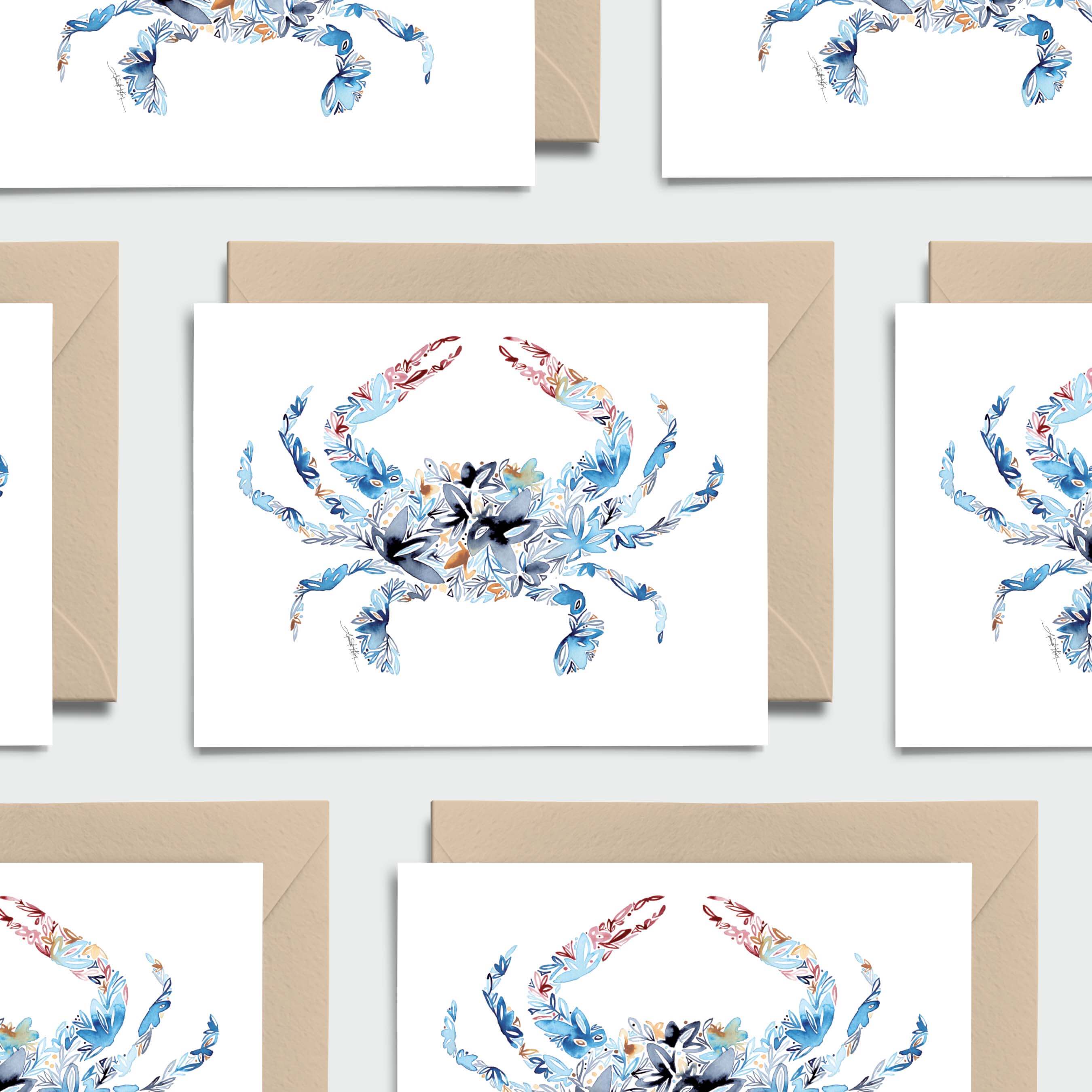 Amanda Klein Co. - Wholesale Stationery/Notecard Set - Blue Crab Notecard Set1