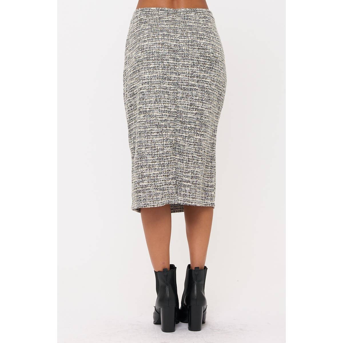 Perseption - Wholesale Skirt - Women's - TEXTURE METALLIC KNIT WAIST MIDI PENCIL SKIRT2