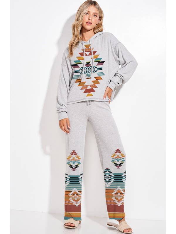 MintChoco - Wholesale Lounge Set - Women's - Aztec print rib loungewear set p