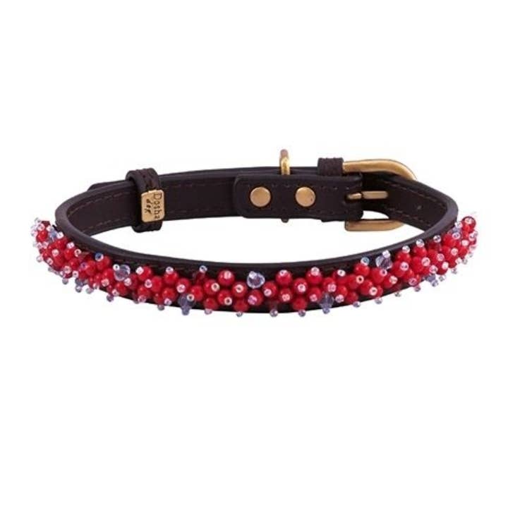 Mini Beaded Collar/Leash - Brown, Bamboo Coral for wholesale by Dosha Dog