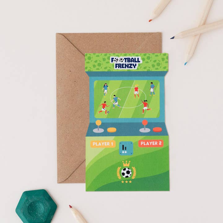 Football Frenzy Arcade Shaped Birthday Card for wholesale by Mifkins
