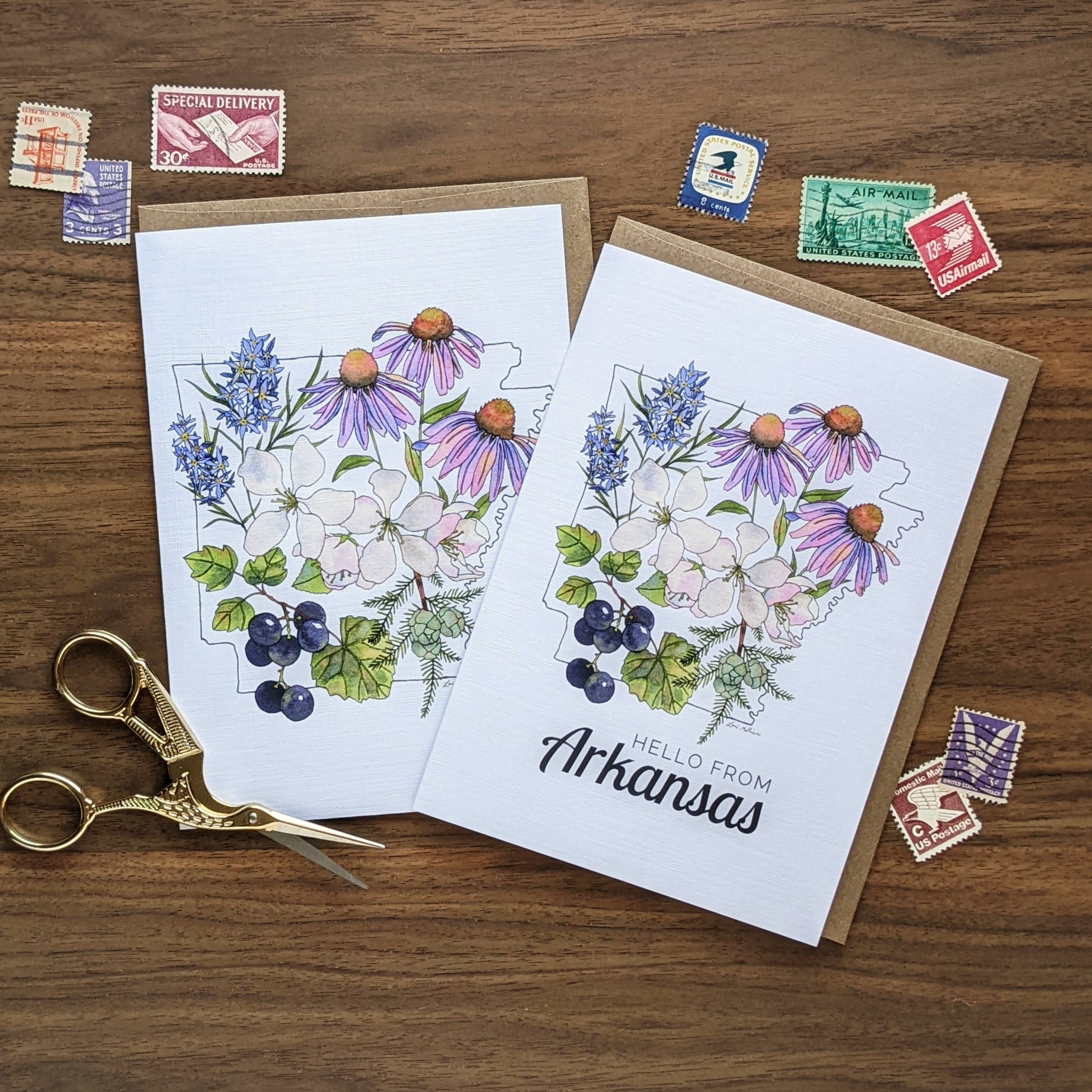 Papermill Creative - Wholesale Stationery/Notecard Set - Arkansas Watercolor Botanicals Notecard2