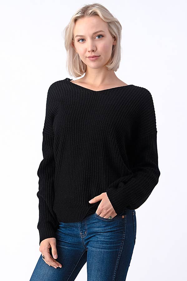 miroh - Wholesale Knit Sweater - Women's - Cross Back Sweater0