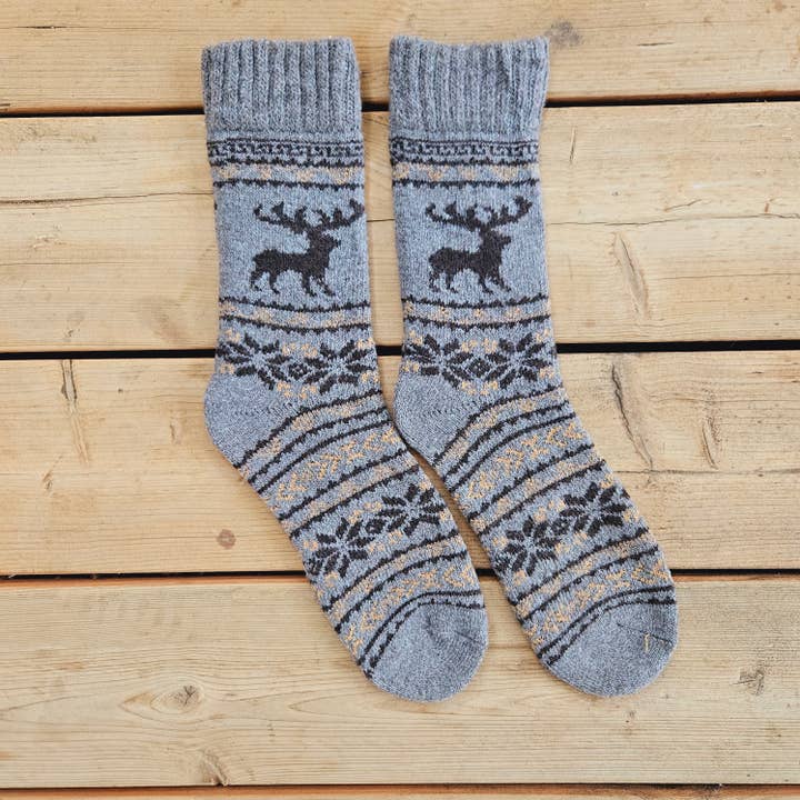NorraVilla - Wholesale Socks - Women's - Alpaca wool socks - Nordic Unisex REINDEER - 39-46 3