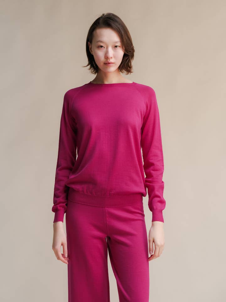 Crewneck-sweater i ekstra fin merinould (3D-strikket) for engroshandel hos Lèmme