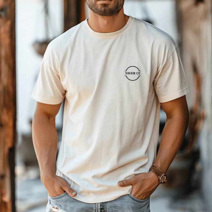Swain Co Graphic Tee | Simple Men’s T-Shirt | Minimal Logo Tee | Everyday Basic | Branded Streetwear Shirt | Classic Fit Graphic Tee for wholesale by Swain Co. Embroidery & Press