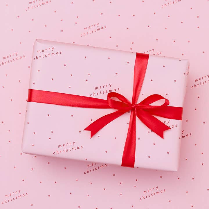 Another Loop - Wholesale Flat Wrap - Vintage Christmas Wrapping Paper Sheets | Pink Gift Wrap0