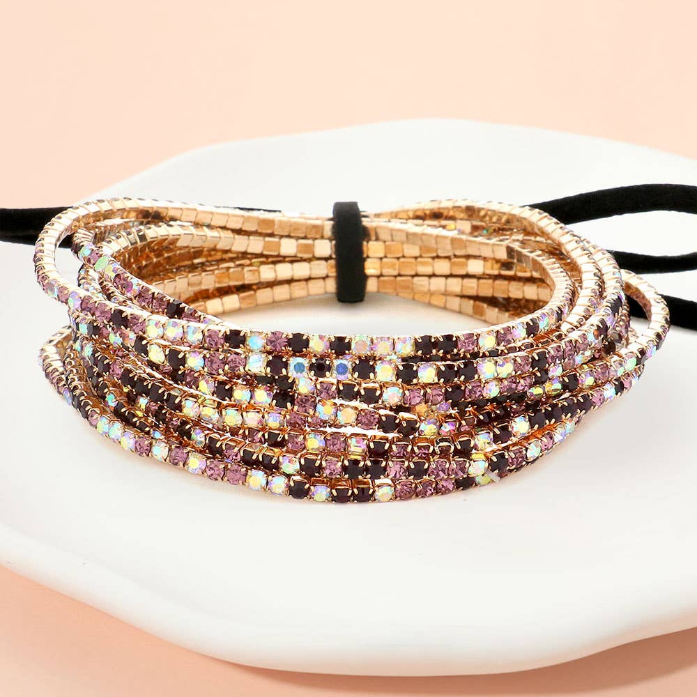 Sensibling Corp. - Wholesale Jewelry Set - 12PCS - Ribbon Pearl Rhinestone Layered Stretch Bracelets29