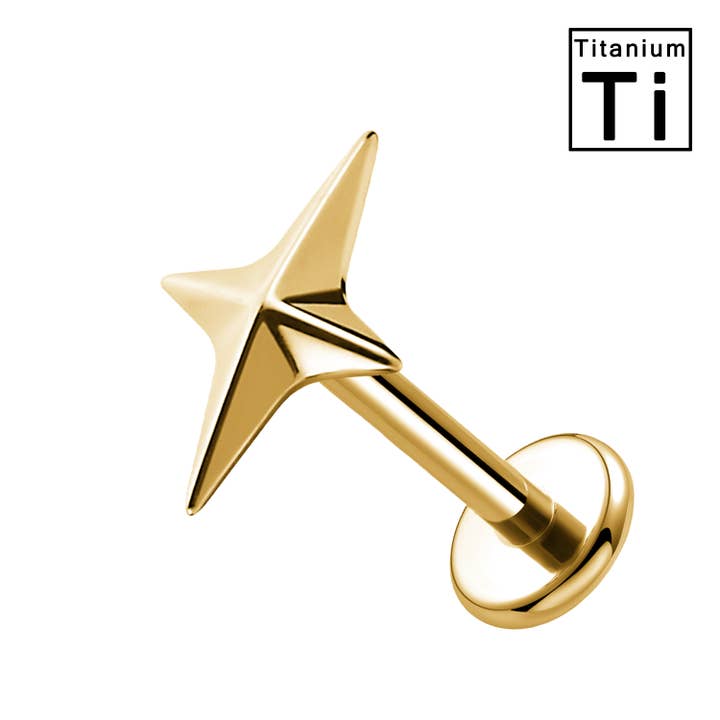 Awaken - Wholesale Single Earring - Titanium Labret Piercing with Internal Thread Star1