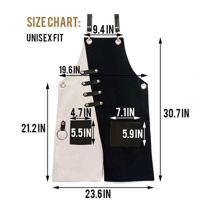 RockCow Leather Studio – wholesale Apron – Canvas Apron with Leather Cross-Back Straps, Personalized Waterproof Canvas Apron, Gift for Chef, BBQ  Workshop, Art5