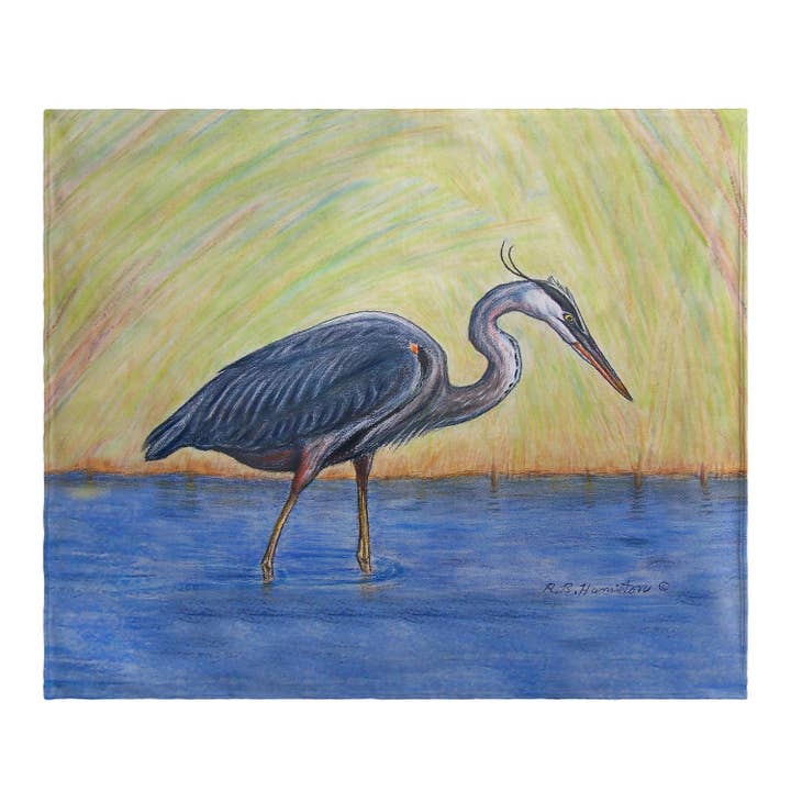 Manta polar Blue Heron para venta al por mayor de Betsy Drake Interiors