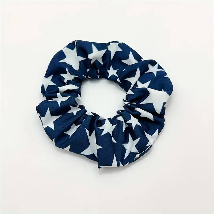 Sparkling Extras - Wholesale Scrunchie - Women's - 4th of July Women Patriotic Star USA Flag Scrunchie
