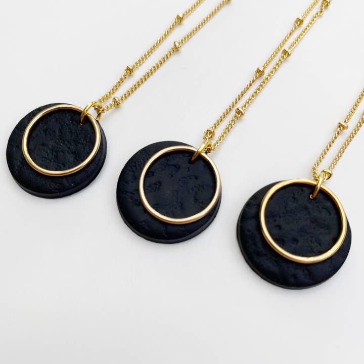 Clay Textured Disc Necklace for wholesale by Maybe Max