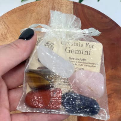 CaNatureLover - Wholesale Spiritual Stone/Crystal - GEMINI Crystal Set, 5x Crystals Set ZODIAC HOROSCOPE