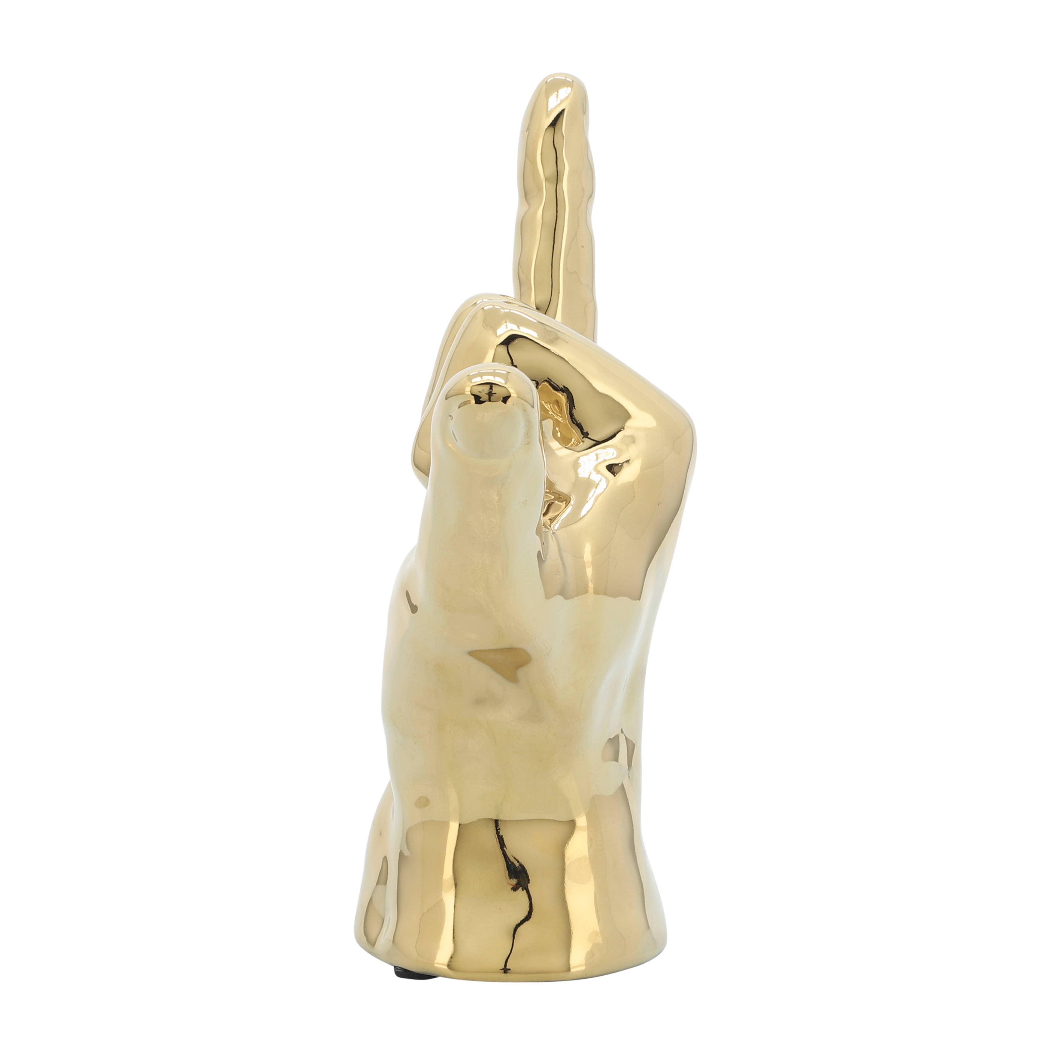 Sagebrook Home - Wholesale Decorative Tabletop Object - Decorative Sculpture - Gold Ceramic Hang Loose Hand, 7 in.7