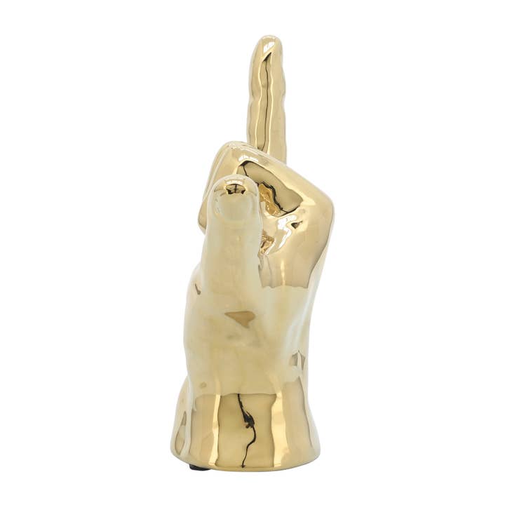 Sagebrook Home - Wholesale Decorative Tabletop Object - Decorative Sculpture - Gold Ceramic Hang Loose Hand, 7 in.7