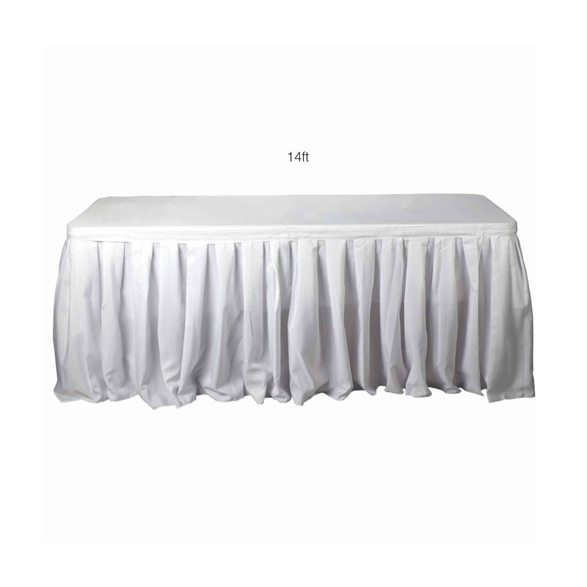 Portofino International Trading, USA - Wholesale Tablecloth - Polyester Table Skirt -  14 Feet Long - White1