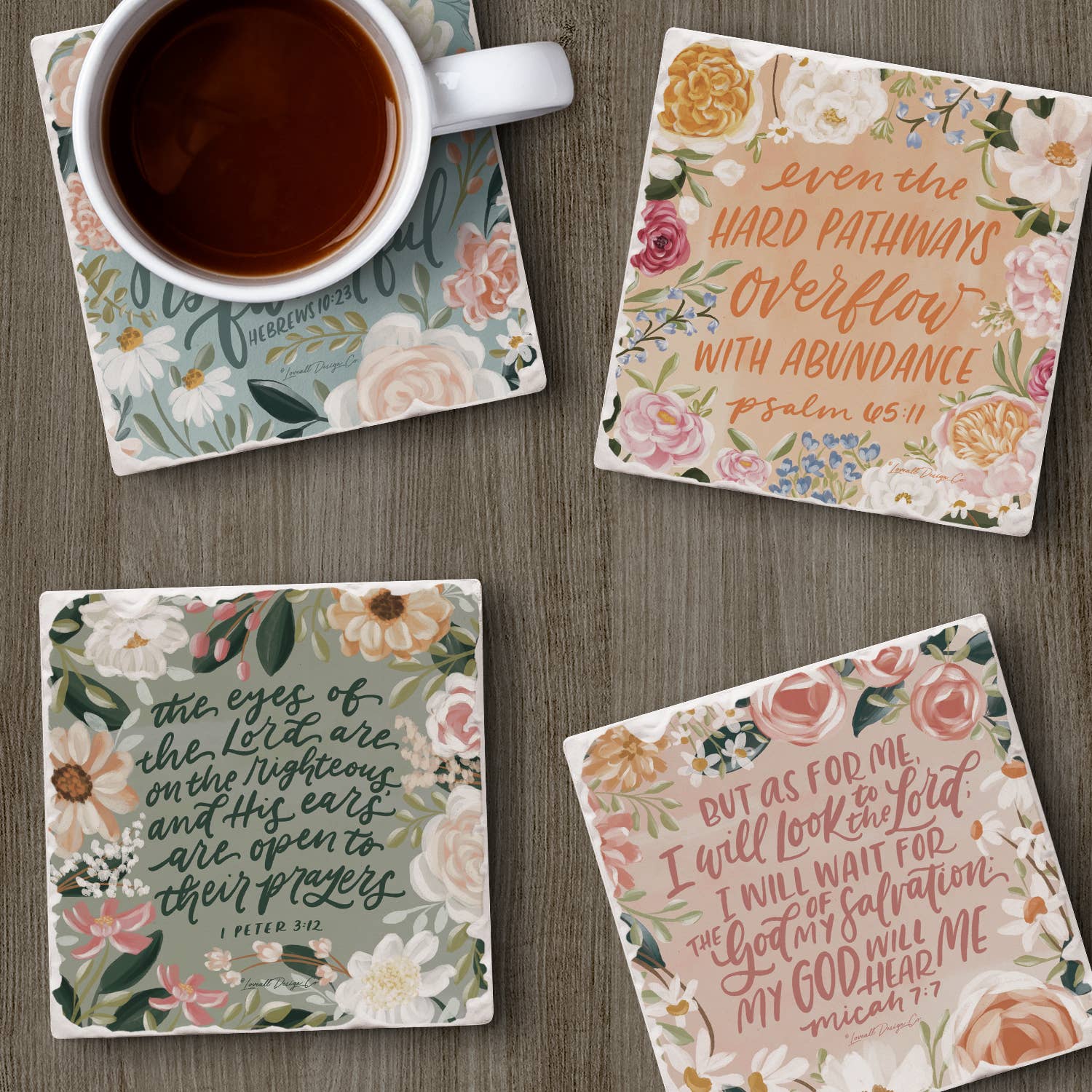 CounterArt/Highland Home/Thirstystone - Wholesale Coasters - "Lovely Scripture" 4 Pack Assorted Image Coaster Set5