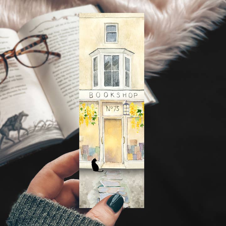 Spring Book Shop Watercolor Bookmark for wholesale by Mirkwood Scribes