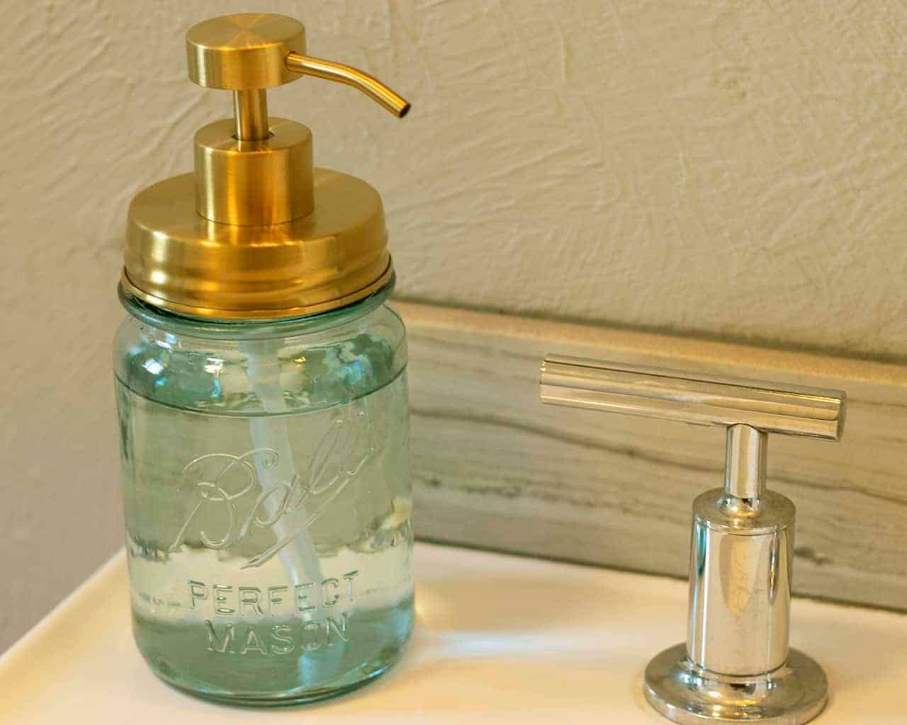Mason Jar Lifestyle - Wholesale Soap Dispenser - Matte Gold Soap Pump Lid Kit for Regular Mouth Mason Jars1