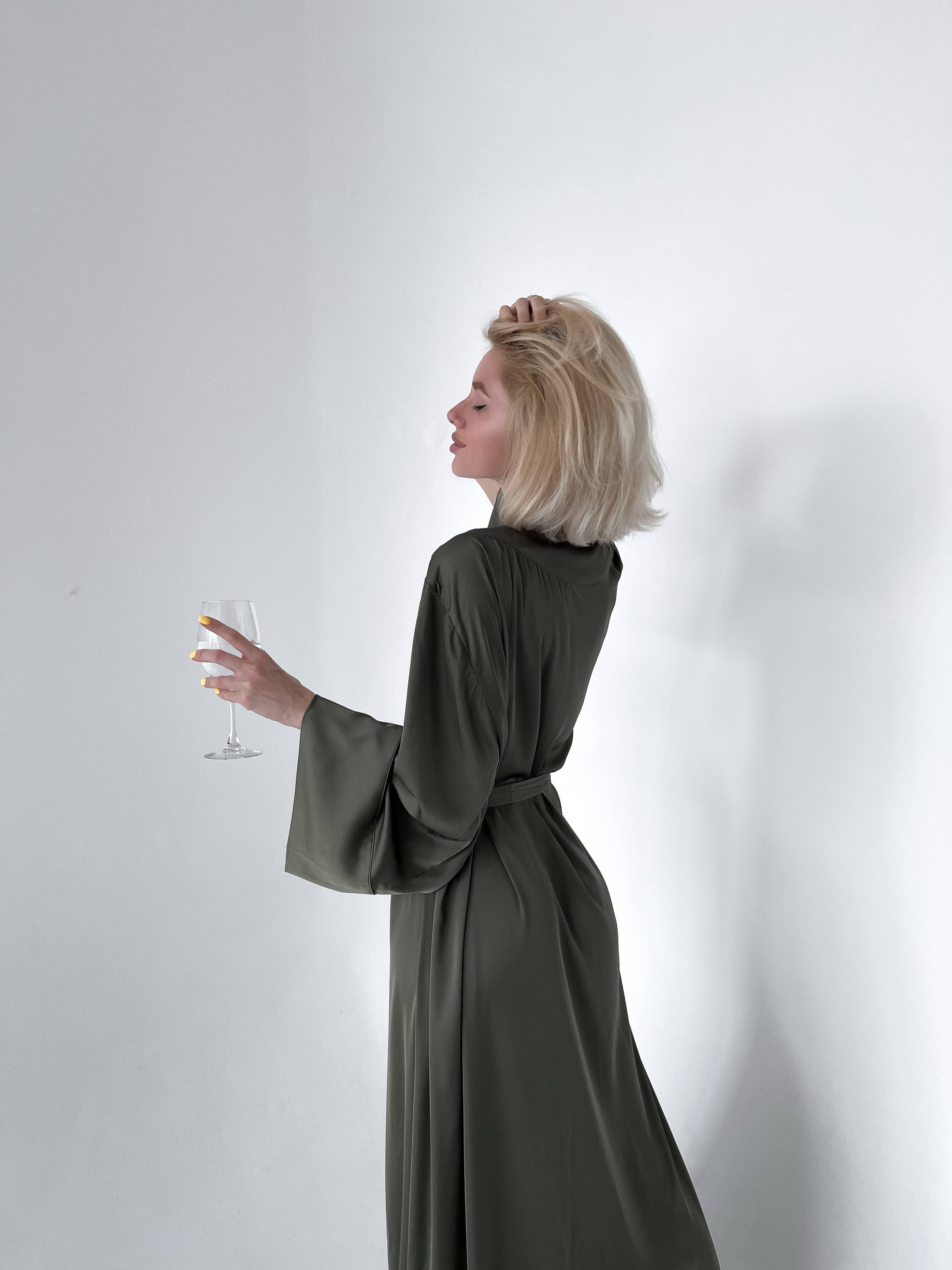 Angie's Showroom - Vente Peignoir – femme - Kimono long en soie12