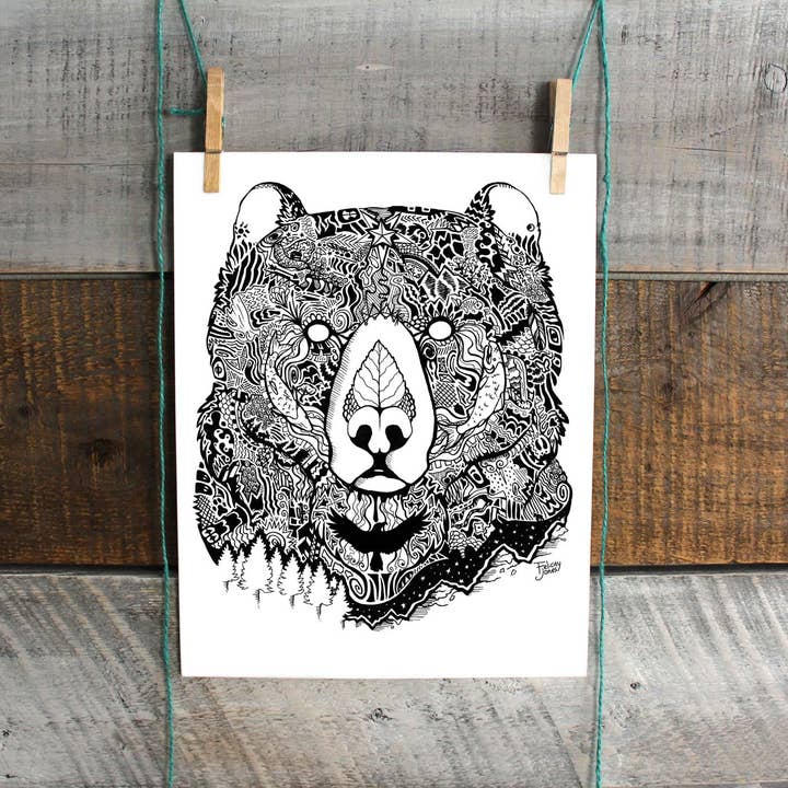Wild Grizzly Bear - Fine Art Print for wholesale by FJ Creations