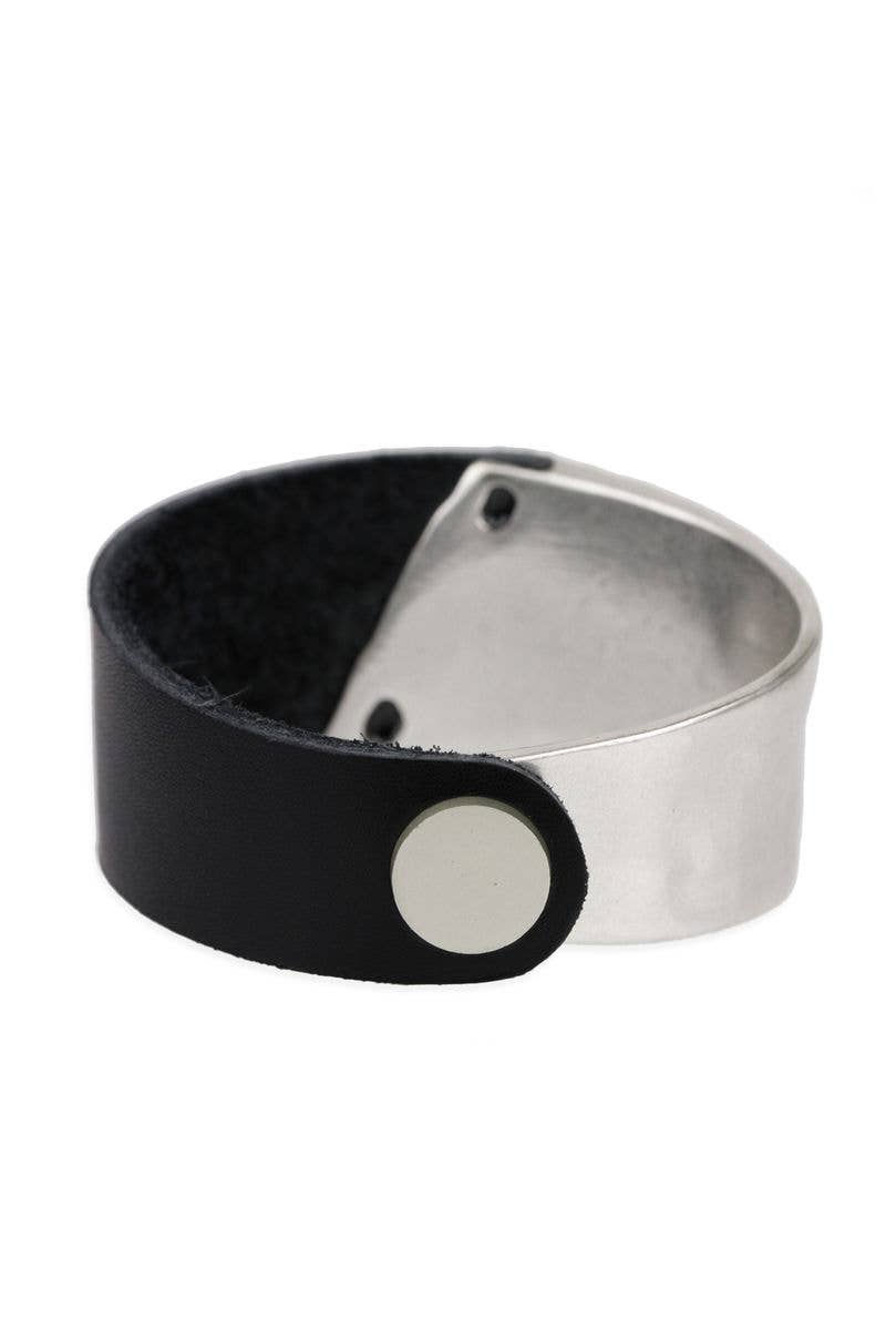 SAACHI - Wholesale Bangle Bracelet - Leather Metal Statement Bracelet2