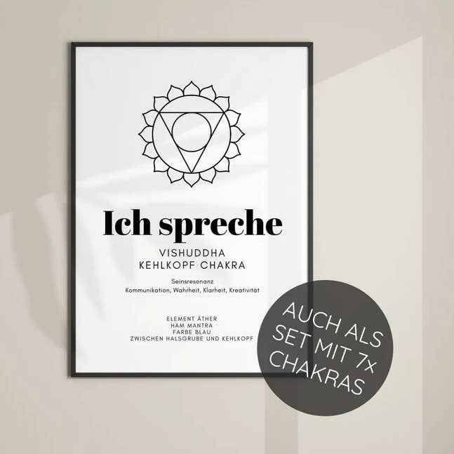 Poster du chakra de la gorge (A4 et A3) pour la vente par BaliMagicCompany