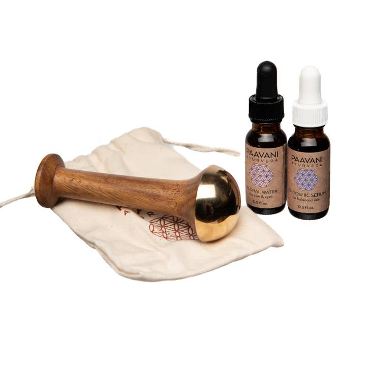 Stralende Huidverzorgingsritueel Kit – Kansa Staf Gezichtsmassage Set voor wholesale door PAAVANI Ayurveda