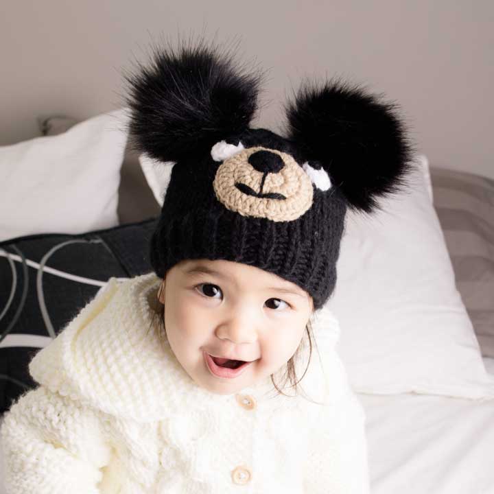Huggalugs - Wholesale Newborn/Knit Hat - Baby - Black Bear Knit Beanie Hat Baby & Kids2