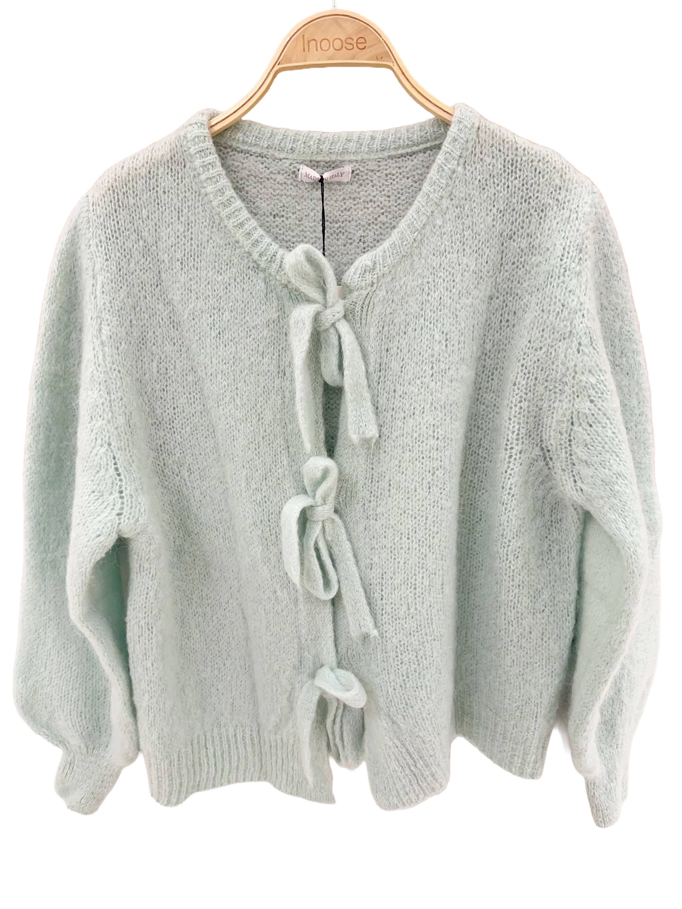 Orice – Cardigan - Mulher por atacado – Cardigã de tricô em lã mohair com laço - Orice8