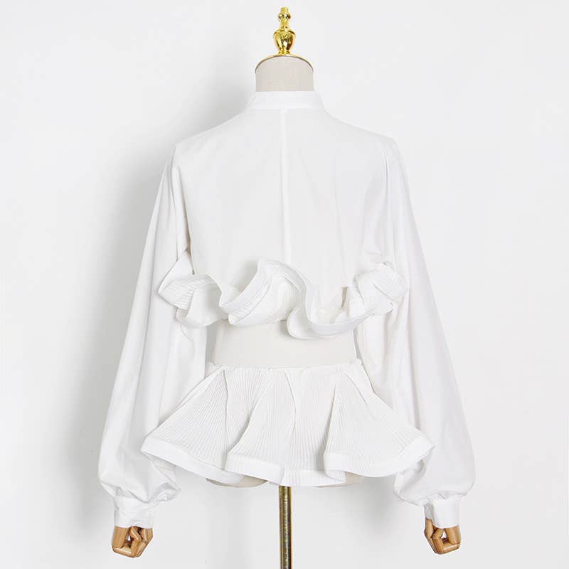 Productseeker - Wholesale Blouse - Women's - TP014 Spring Ruffle Belted Top - Elegance Redefined2