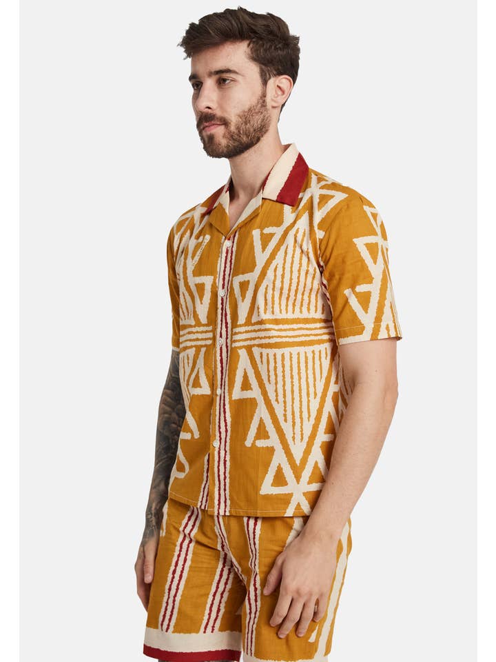 Be Sunset – wholesale Buttoned-down shirt – Men's – Tela Saffron Unisex Shirt