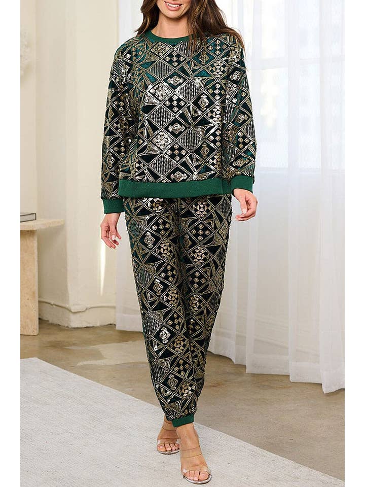 ROUSSEAU - Wholesale Knit Sweater - Women's - LONG SLEEVE SEQUINS PULLOVER SWEATER