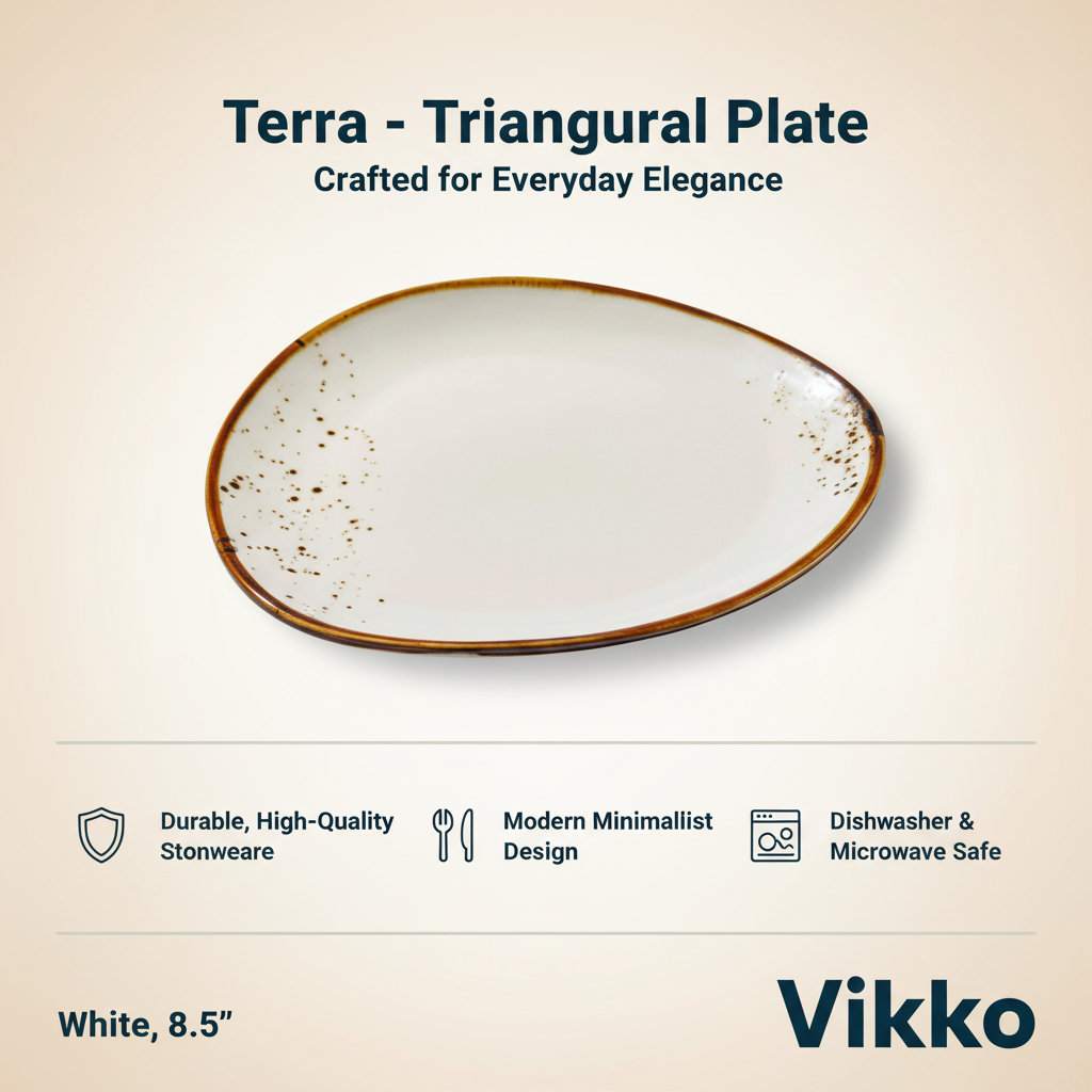 Kadra Kitchenware - Wholesale Dinner Plate - Terra - Triangular Plate, White, 8.5"3