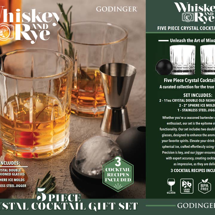 Whiskey & Rye 5 Piece Cocktail Set for wholesale by Godinger