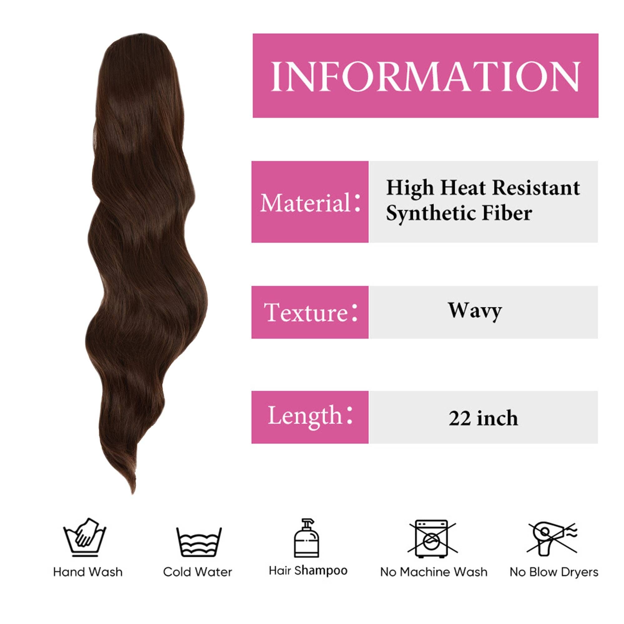 AK Brand - Wholesale Hair Extensions - Long Drawstring Ponytail Hair Extension 22 Inch Synthetic20
