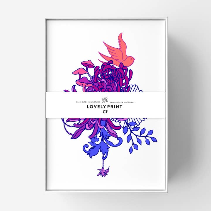 Juego de Tarjetas de Notas de Pájaros y Hongos para venta al por mayor de Lovely Print Co.