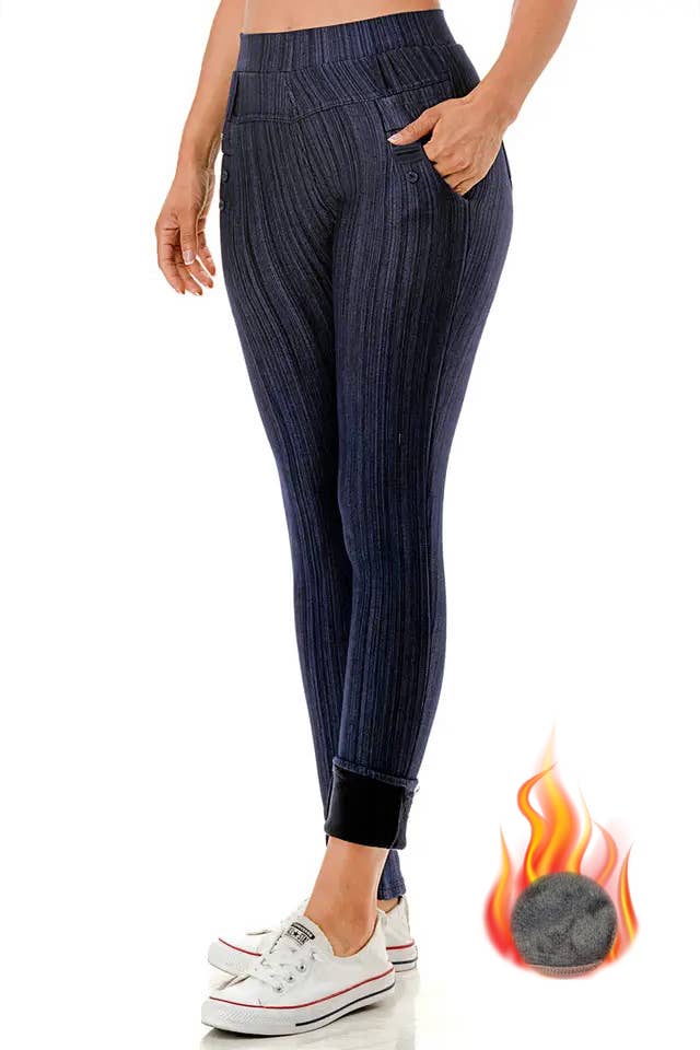 Color 5 - Wholesale Pants - Women's - Winter fur lined  warm skinny jegging pants with pockets2