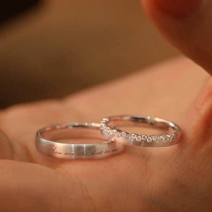 English Letter Couple Matching Ring in 925 Sterling Silver for wholesale by Perimade & Co. LLC