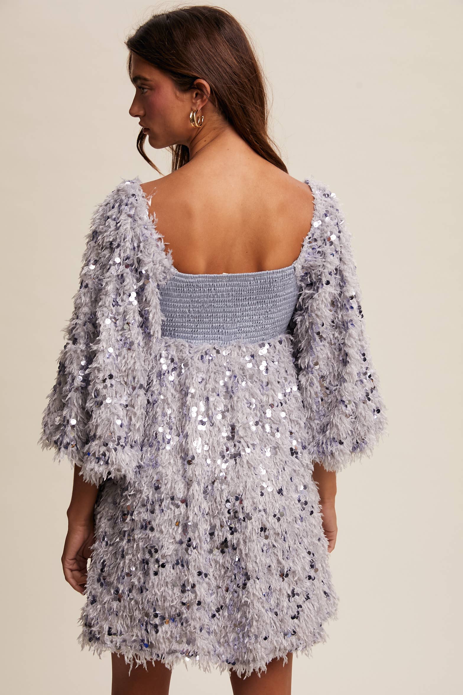 Listicle – Vestido - Mulher por atacado – Vestido Mini com Franjas de Lantejoulas LD146821