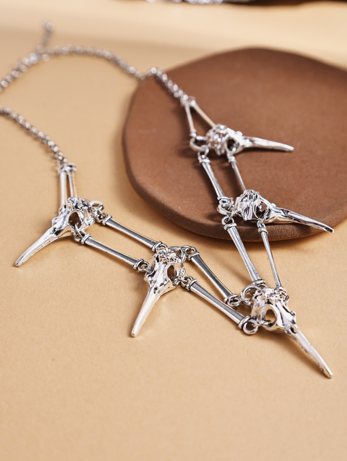 Revelari – wholesale Pendant/charm necklace – Silver Skull and Bone Statement Necklace1