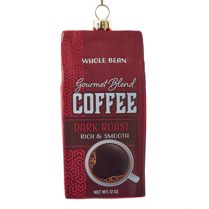 4.875"GLS DARK ROAST COFFEE BAG ORN for wholesale by Kurt S. Adler, Inc.
