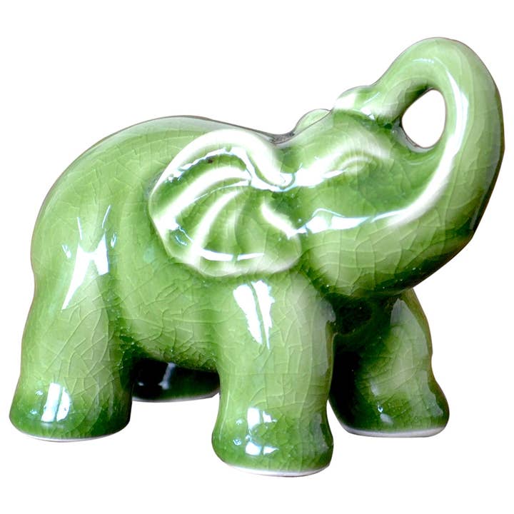 Original Source - Wholesale Decorative Figurine - Crackle Celadon Ceramic Elephant