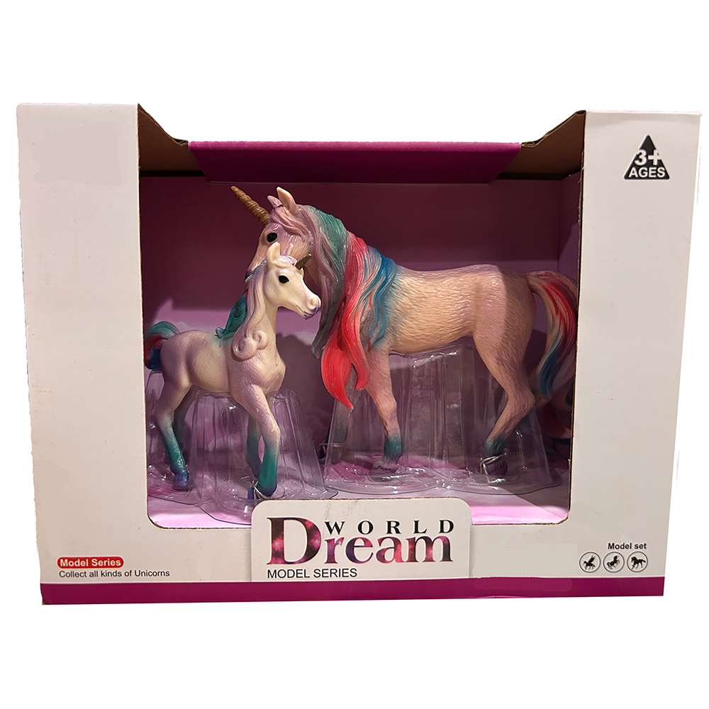 Texas Toy Distribution - Wholesale Figurine Toy - Kids - Unicorn Painted Resin Figurines in Open Window Box, 4 Styles1