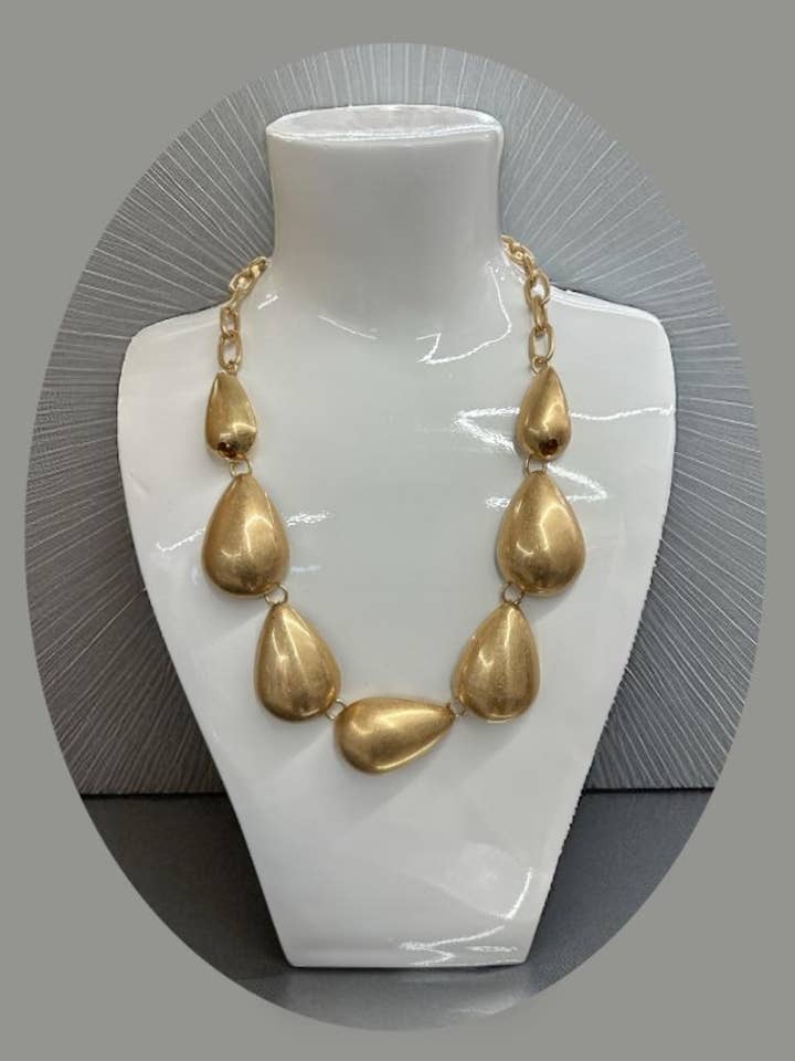 Teardrop Oval Chain Short Necklace (9036901060) for wholesale by Sunshine Fashion Accessories