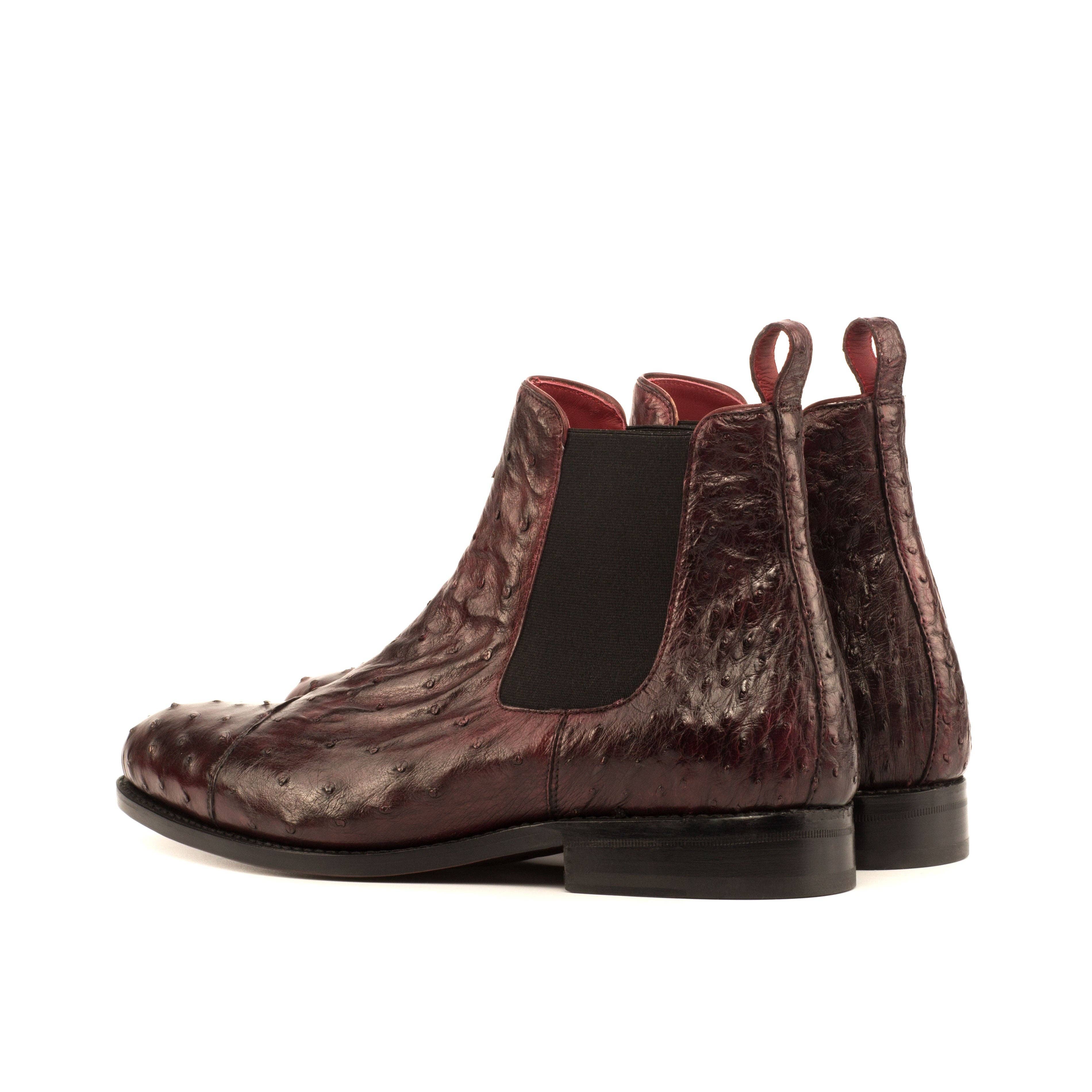 Monza Men's Exotic Ostrich Chelsea Boot in Burgundy for wholesale on Faire3