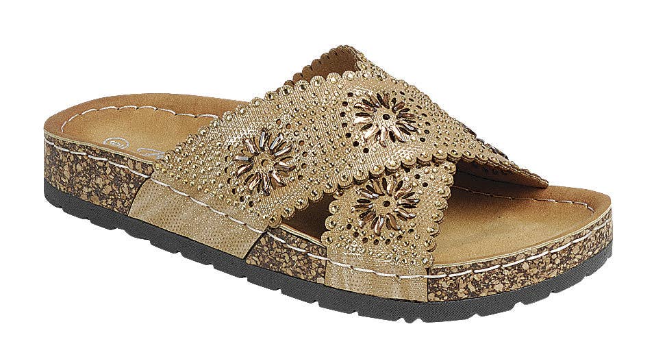 Mars Sky Shoes Wholesale - Wholesale Sandals - Women's - Forever GROVE-W3 Women Rhinestone Crisscross Band Cork Sole Flat Sandals-18 Pairs Pack-10.85/Pair1